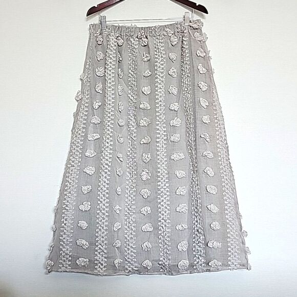 Polagram‎ -1925 Tulle Mesh Skirt Light Grey Midi Length Boho Balletcore Large - Picture 3 of 9